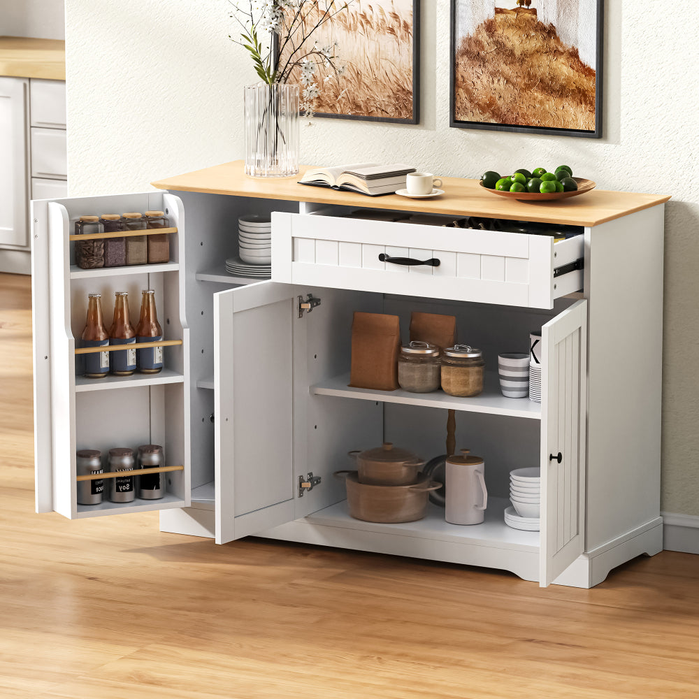 Modern and Elegant Three-Door, Three-Drawer Cutlery Cabinet | Suitable for Dining Rooms, Living Rooms, and Hallways, Metal Construction, Floor Mount