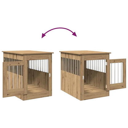 Hondenbench – Hondenkooi – Hondenhok – Hondenkooi Meubel – Hondenbox – Hout Met Metaal – Ventilatie Open Zijkanten – Vergrendelbare Deur – 55x80x68 cm – Stevig en Ruim