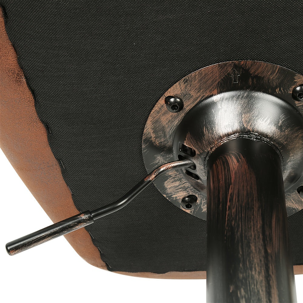 4pcs Vintage Brown Bar Stool, Swivel Bar Stool, 47.5*34*88-109cm, Faux Leather Vintage Swivel Bar Stool, Industrial Kitchen Bar Stool, Bar High Chair with Backrest, Height Adjustable, Kitchen Counter Stool, Home Bar Furniture