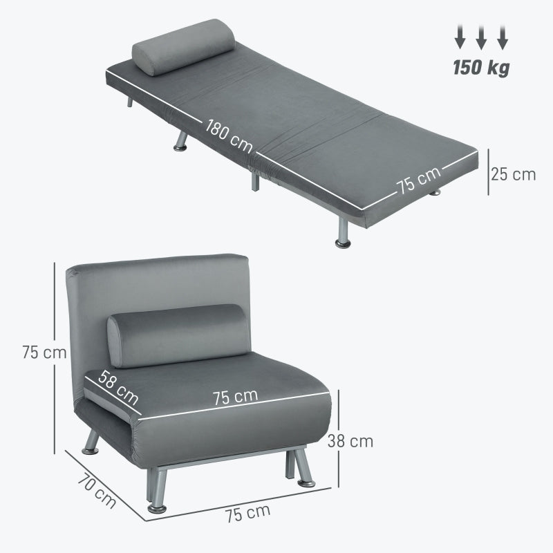 Bedbank – Slaapstoel – Slaapbank – Sofa Bed – Logeerbed – Verstelbare Rugleuning – Compact Formaat 75x70x70 cm – Onderhoudsvriendelijke Bekleding