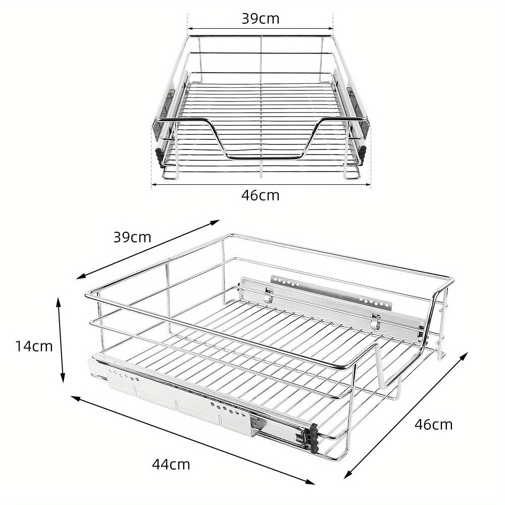 Ladeverdelersysteem – Lade Organizer – Uittrekbare Lade – Kast Organizer – Opbergmand – Verstelbare Hoogte 39/49 cm – Stevig Metaal Met Wit Coating