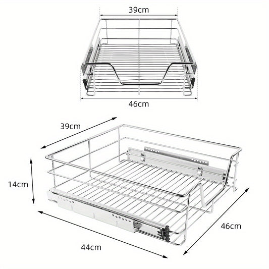 Ladeverdelersysteem – Lade Organizer – Uittrekbare Lade – Kast Organizer – Opbergmand – Verstelbare Hoogte 39/49 cm – Stevig Metaal Met Wit Coating