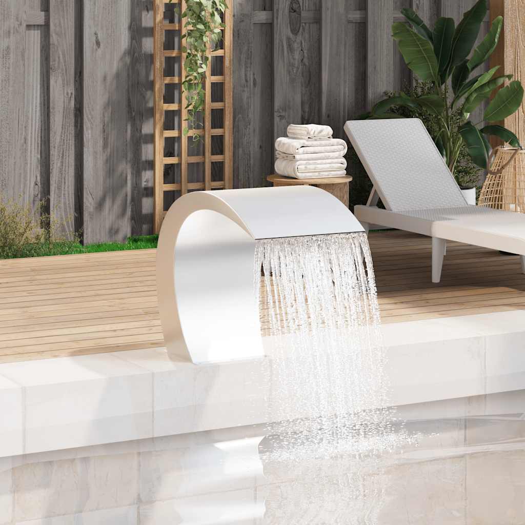 Zwembadfontein – Waterornament – Fontein – Vijverdecoratie – Tuinfontein – Roestvrij staal – Afmetingen 30x60x45 cm – Zonder LED