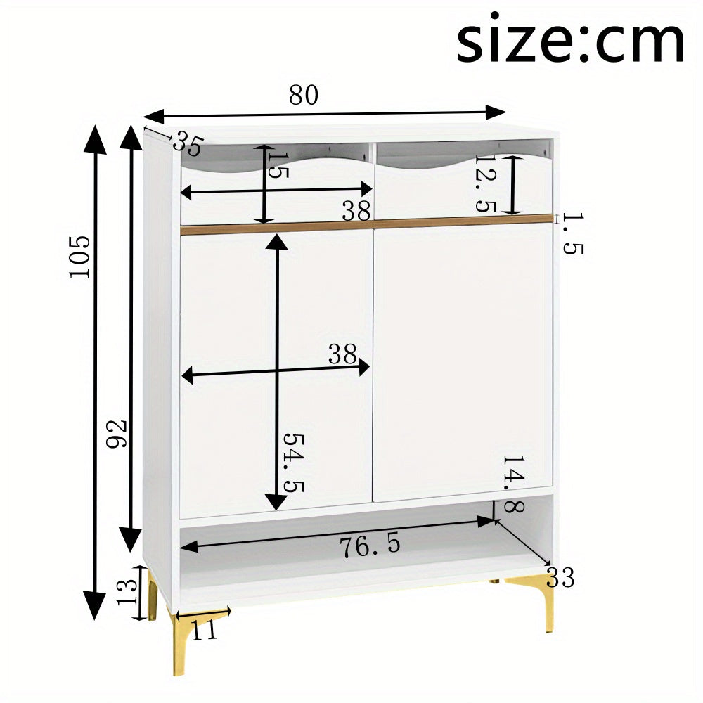 Schoenenkast – Schoenenopberger – Schoenenrek – Schoenenbank – Schoenkast – Modern Wit Met Blauwe Accenten – Ruimtebesparend 80x35x105 cm – 2 Lades & 5 Planken