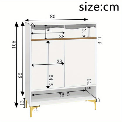 Schoenenkast – Schoenenopberger – Schoenenrek – Schoenenbank – Schoenkast – Modern Wit Met Blauwe Accenten – Ruimtebesparend 80x35x105 cm – 2 Lades & 5 Planken