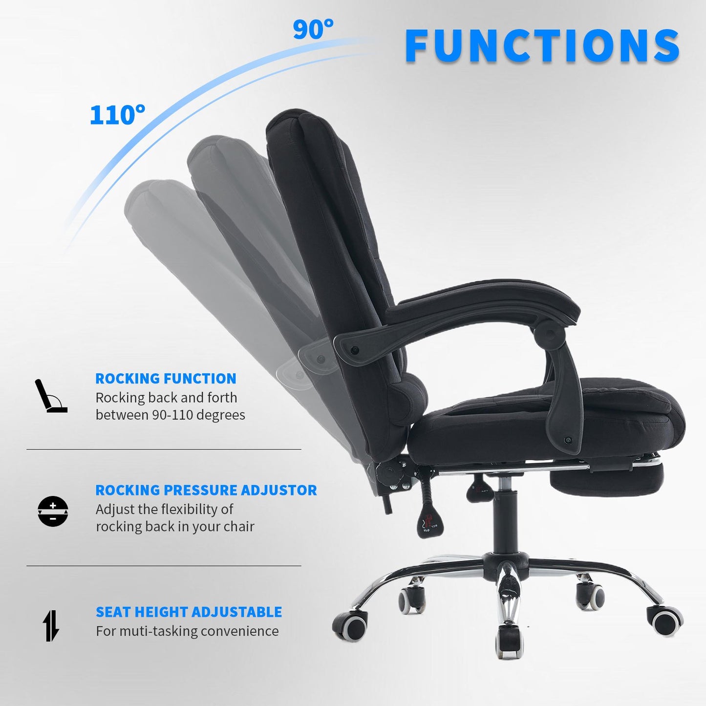 Bureaustoel – Ergonomische Stoel – Office Chair – Draaistoel – Computerstoel – Verstelbare Hoogte – Inklapbare Armleuningen