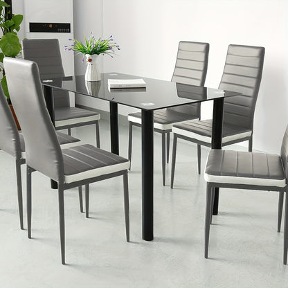 Eetkamerstoelen – Stoelen – Kuipstoelen – Keukenstoelen – Set van 6 – Kunstleer Bekleding – Metalen Onderstel – Grijs Wit