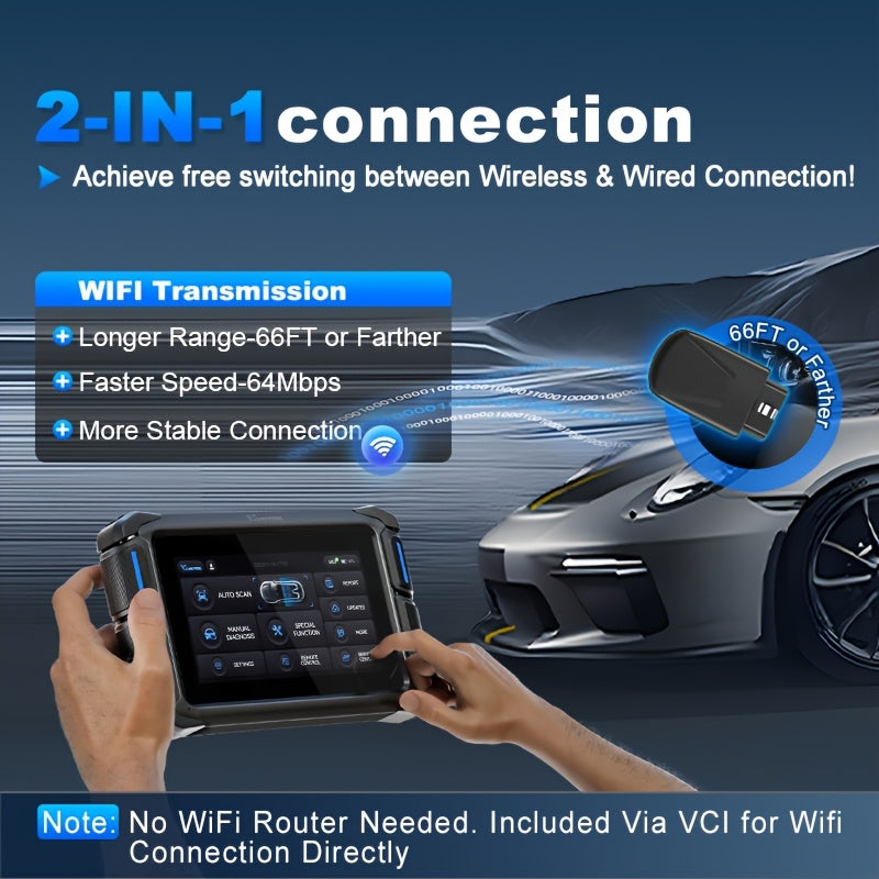 OBD2 Diagnose Tool – Autoscanner – Foutcode Lezer – Voertuigscanner – Wi-Fi Scanner – Draadloze Verbinding tot 100m – 36+ Onderhoudsfuncties & ECU Codering