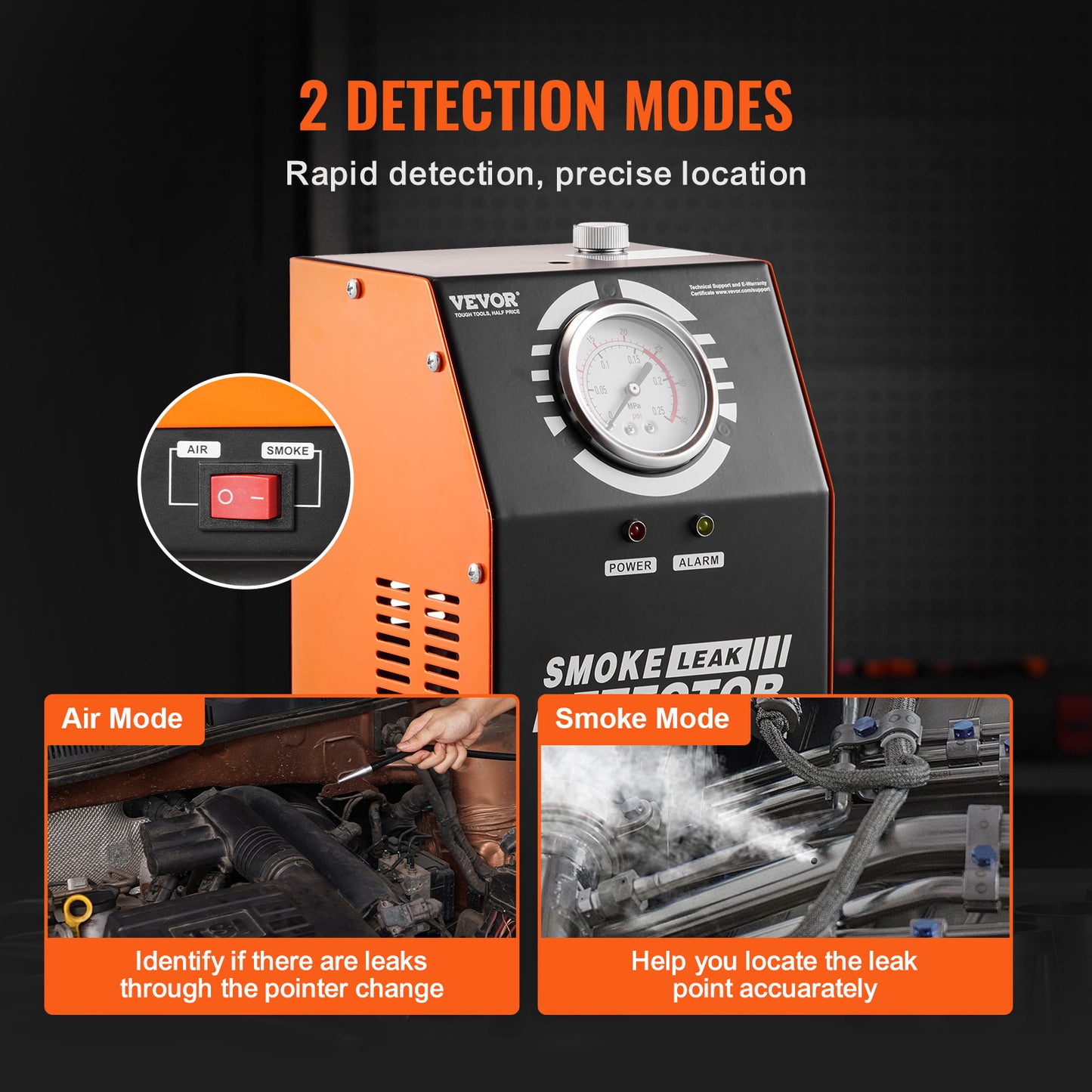 Rookmachine Auto – Rookmelder – Lektester – Smogmachine – Lekkagedetector – Ingebouwde Luchtpomp – 8L/min Rookvolume – Digitale Drukmeter