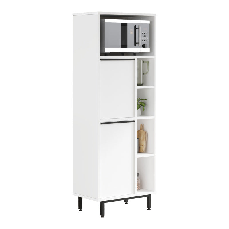 Keukenkast – Opbergkast – Dressoir – Kast – Meubel – Wit – 162x60x36 cm – Stevig Met Metalen Poten – Veel Opbergruimte Met 2 Deuren En Open Vakken
