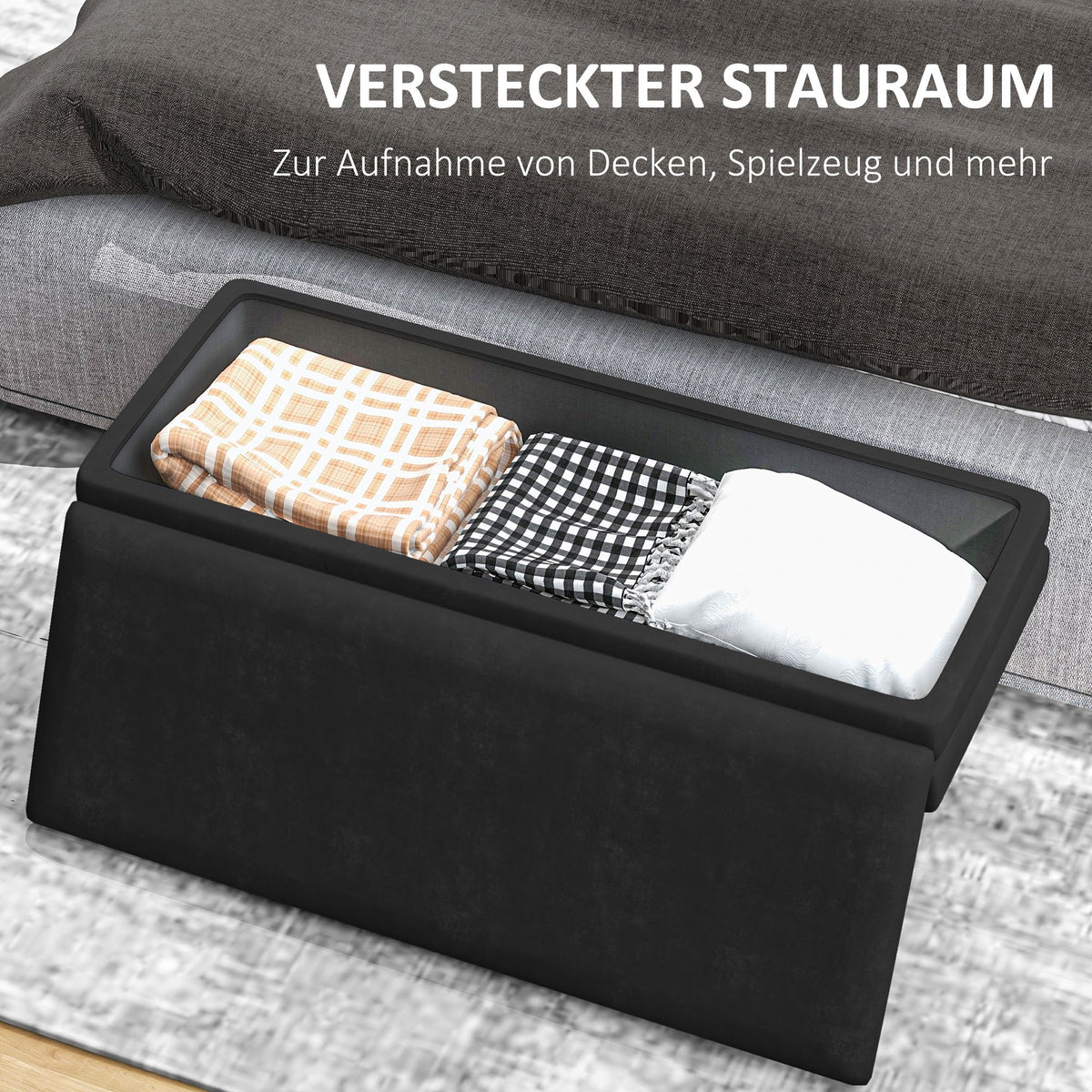 Gevulde Opbergbank – Opbergbank – Zitbank – Opbergmeubel – Bankje – Zwart – Stevig Stalen Frame – Compact Formaat 100x37,5x42 cm