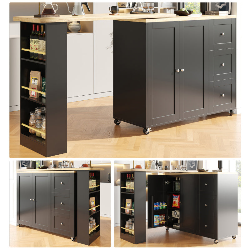 Black Standing Table with a 360-Degree Rotation, Measuring 135203 X 39 X 106 Cm, Equipped with Wheels And Three Shelves.