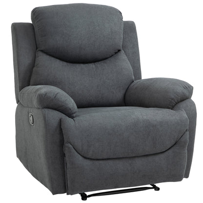 Relax Fauteuil – Lounge Stoel – Relaxstoel – TV Fauteuil – Slaapstoel – Ergonomisch Design – Donkergrijze Linnen Bekleding – Metalen Stevige Basis – Comfortabel Gevuld
