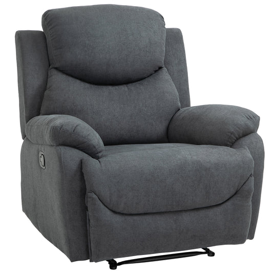 Relax Fauteuil – Lounge Stoel – Relaxstoel – TV Fauteuil – Slaapstoel – Ergonomisch Design – Donkergrijze Linnen Bekleding – Metalen Stevige Basis – Comfortabel Gevuld
