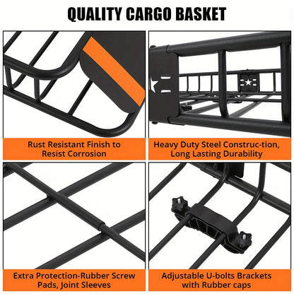 Dakkofferrek – Dakkofferdrager – Dakdrager – Bagagerek – Autodrager – Verstelbaar 162,56 cm – Robuust Stalen Frame – Weerbestendig Met Slot