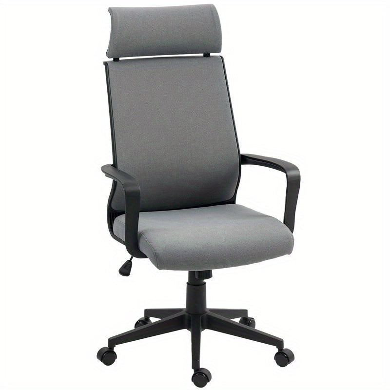 Ergonomic Office Chair with Adjustable Height, Lumbar Support & 360° Swivel - Heavy-Duty Five-Wheel Base, Manual Lever Mechanism, Height-Adjustable Armrests - Heavy-Duty for Home Office, Gaming, or Professional Desk - Easy-C