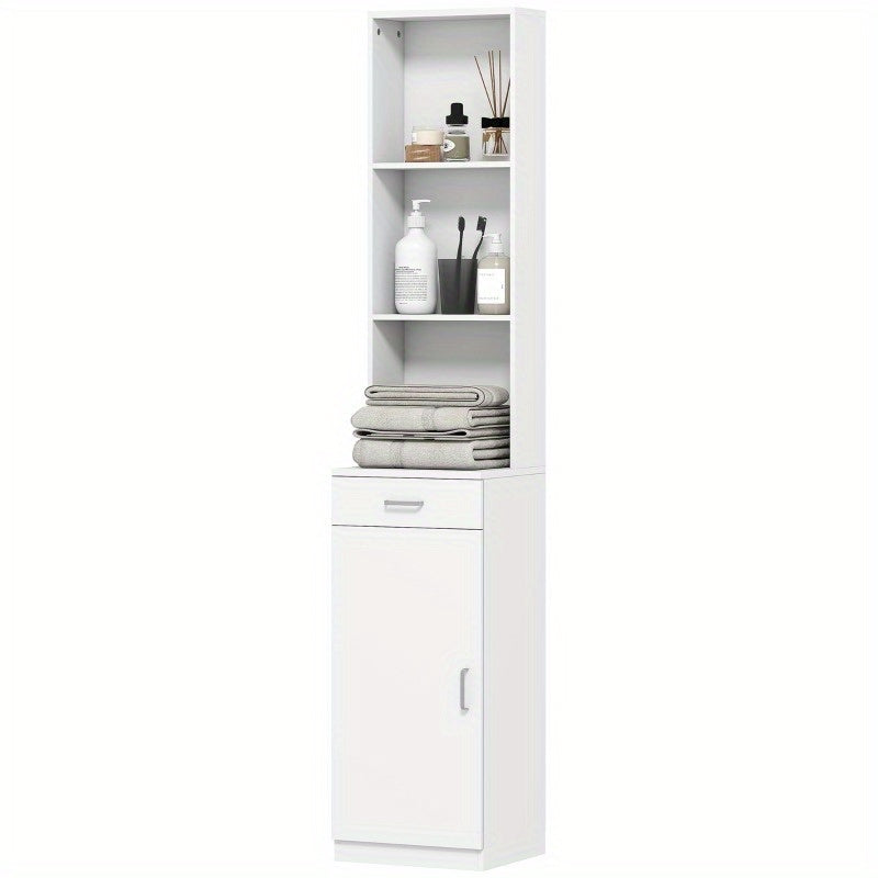 Badkamerkast – Smalle Opbergkast – Opslagkast – Opbergmeubel – Stellingkast – Verstelbare Planken – Ruimtebesparend Ontwerp – 35x30x179 cm – Modern Wit