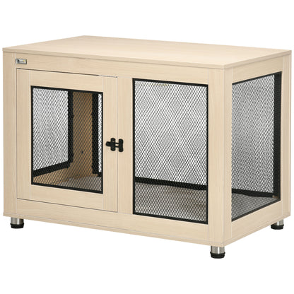 hondenbench – hondenkooi – hondenhok – hondenmand – hondenren – moderne design – waterafstotend kussen – 94x60x71,5 cm – natuurlijke houtlook