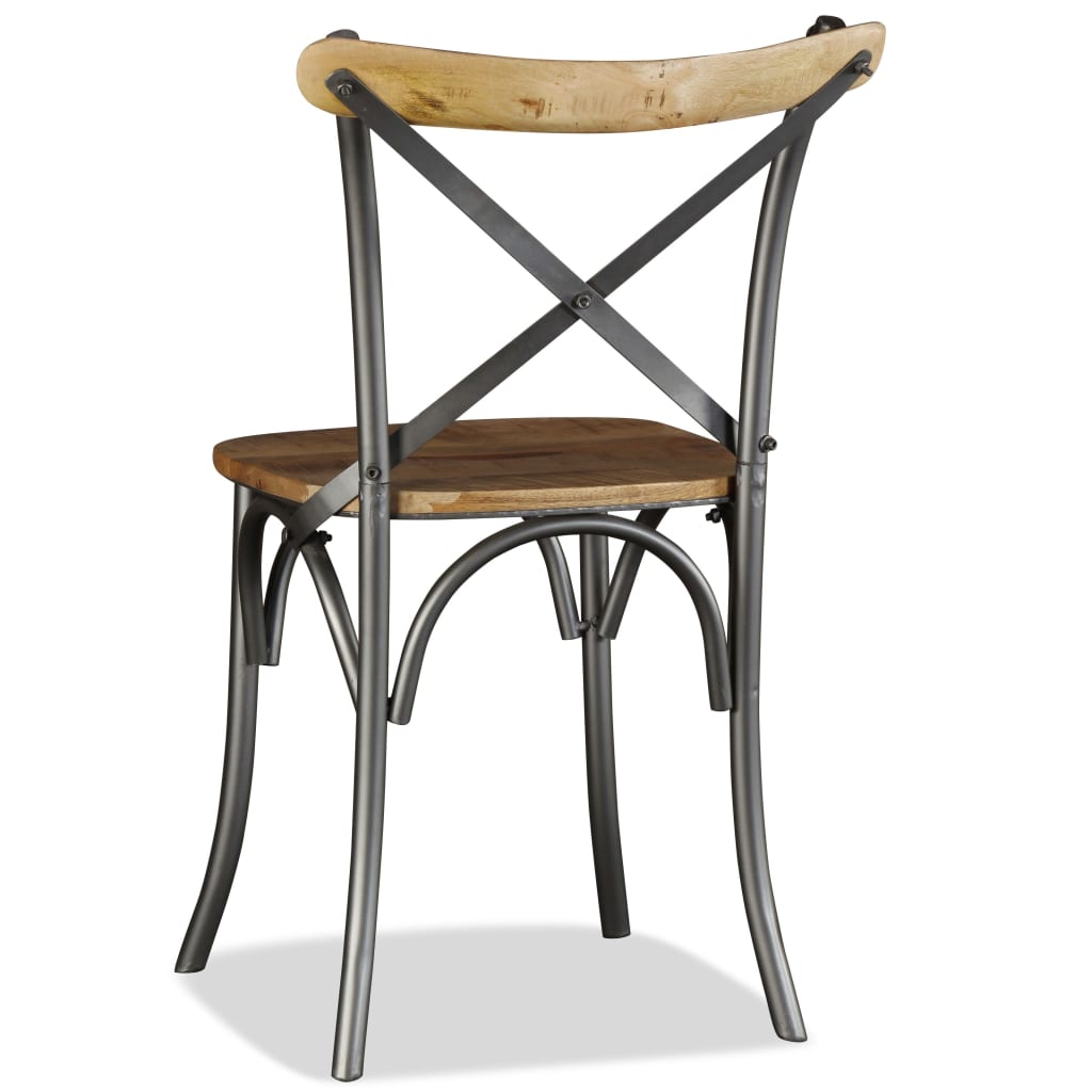 Eetkamerstoel – Eettafelstoel – Keukenstoel – Stoel – Kuipstoel – Massief Mangohout – Robuust Stalen Frame