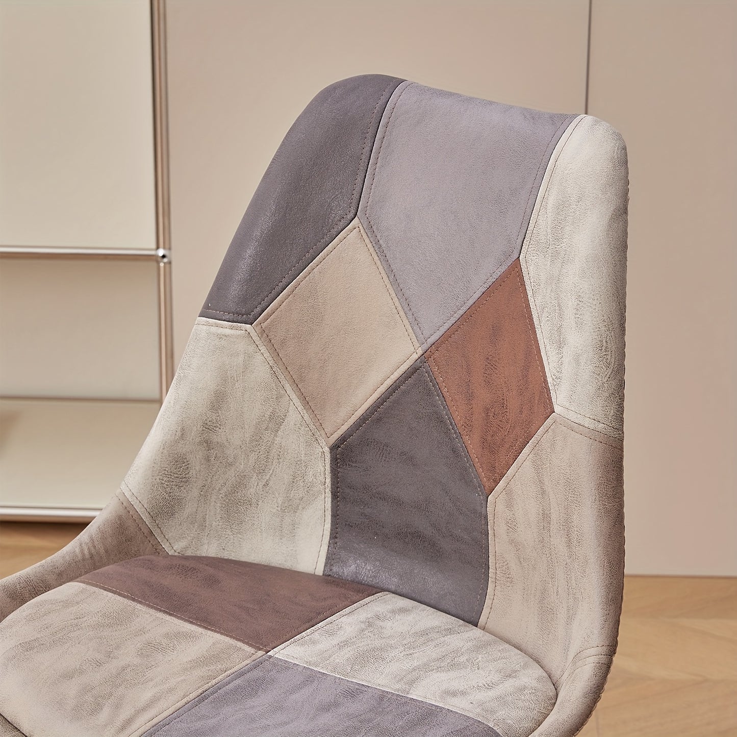 Scandinavische Stoelen – Eetkamer Stoelen – Bureaustoelen – Patchwork Stoelen – Set Van 4 – Ergonomisch Zitcomfort – Beukenhouten Frame Bruin