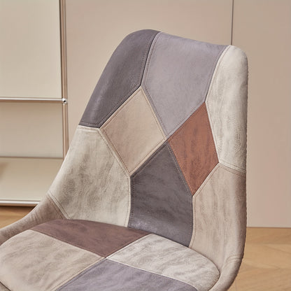 Scandinavische Stoelen – Eetkamer Stoelen – Bureaustoelen – Patchwork Stoelen – Set Van 4 – Ergonomisch Zitcomfort – Beukenhouten Frame Bruin