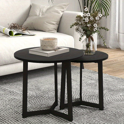 Ronde Bijzettafel – Salontafel – Accenttafel – Zwart Metaal Tafeltje – Hoektafel – Verstelbare Hoogte – Sterk Stalen Frame 35kg Capaciteit
