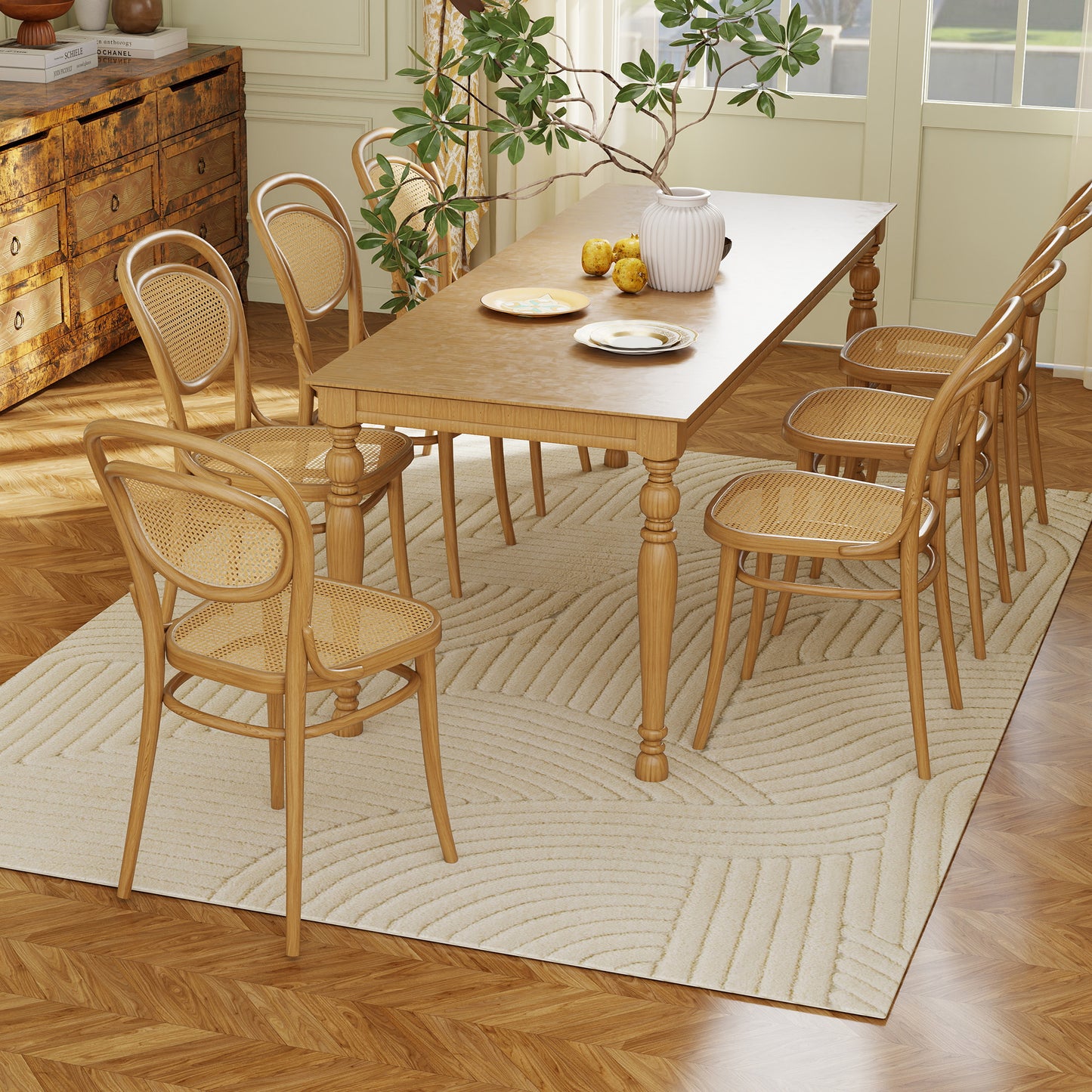 Vloerkleed – Tapijt – Karpet – Mat – Laagpolig – Crèmekleur – Machinegeweven – 15 mm Poolhoogte – Slipvast