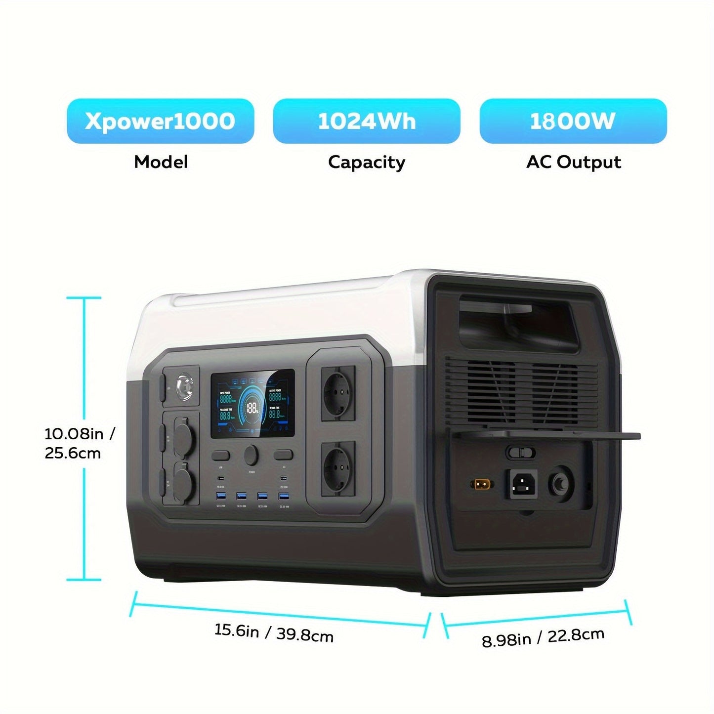 Draagbare Powerstation – Mobiele Accu – Energiebron – Powerbank – Batterij – 1024Wh Capaciteit – 1800W Output