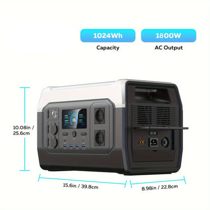 Portable Powerstation – Draagbare Generator – Powerstation – Powerbank – Noodstroom – 1800W Output – 1024Wh Lithiumbatterij
