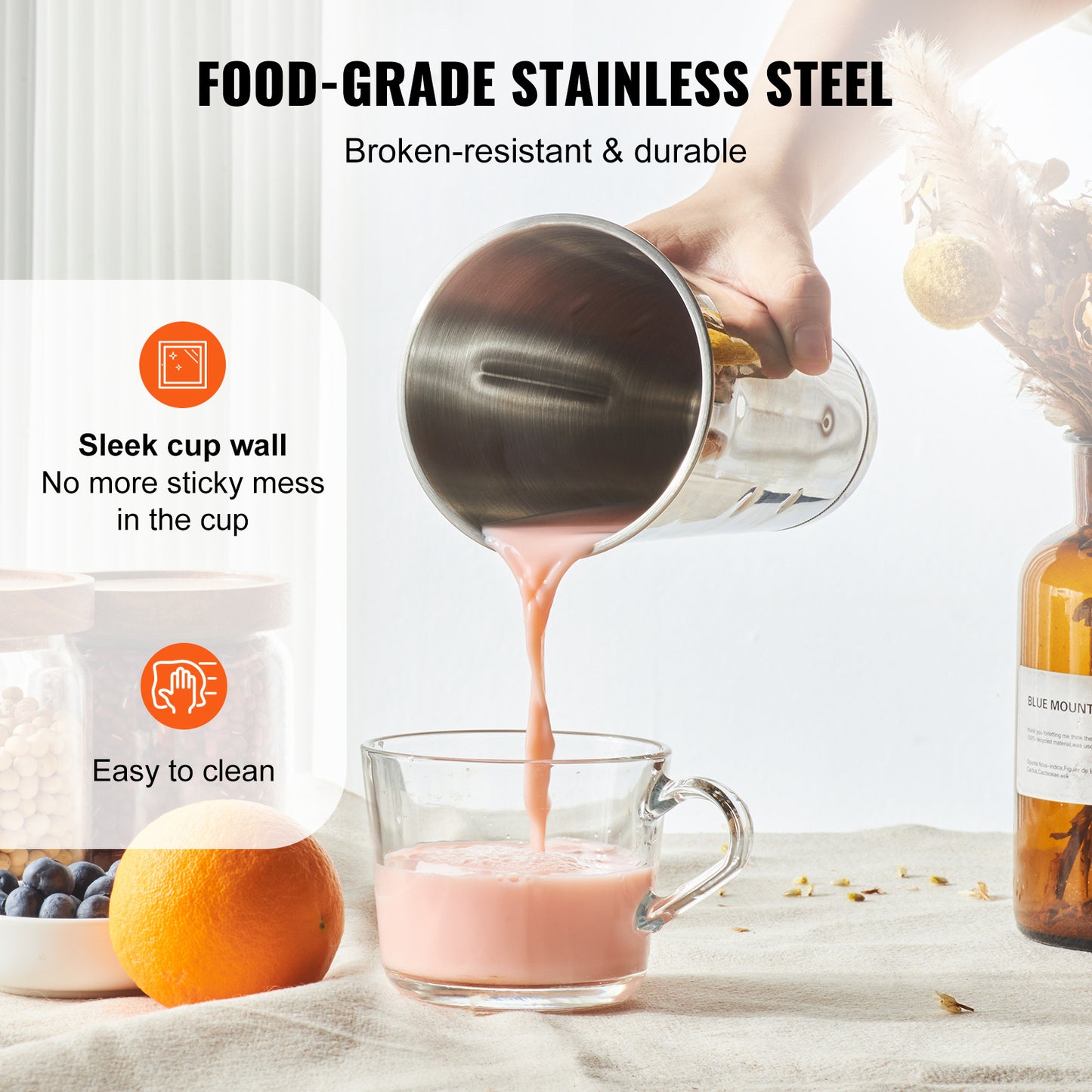 Milkshakemachine – Milkshake Mixer – Smoothiemaker – Drankjes Mixer – Roestvrijstalen Bekers – Krachtige Motor – Drie Snelheden