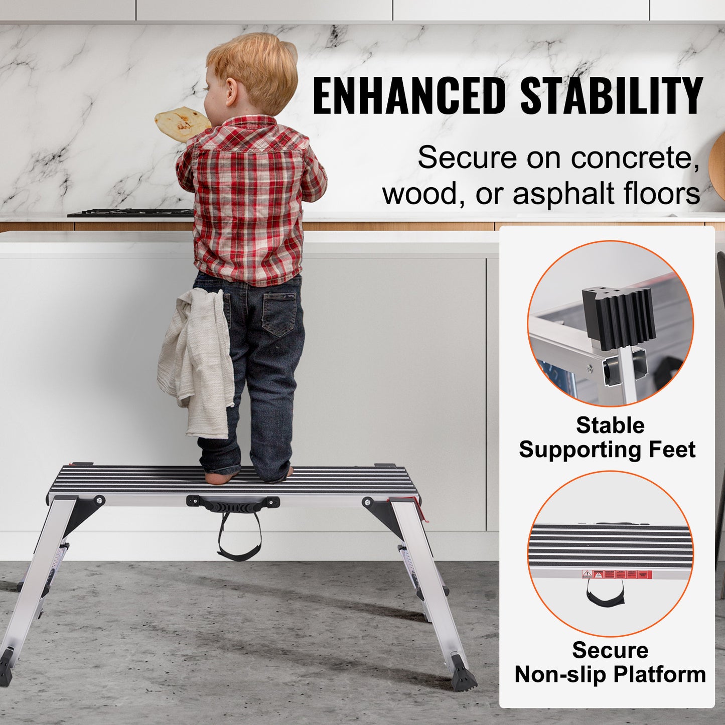 Werksteiger – Werkplatform – Inklapbare Ladder – Rolsteiger – Kamersteiger – Aluminium – Draagkracht 300 kg – Antislip & Inclapbaar
