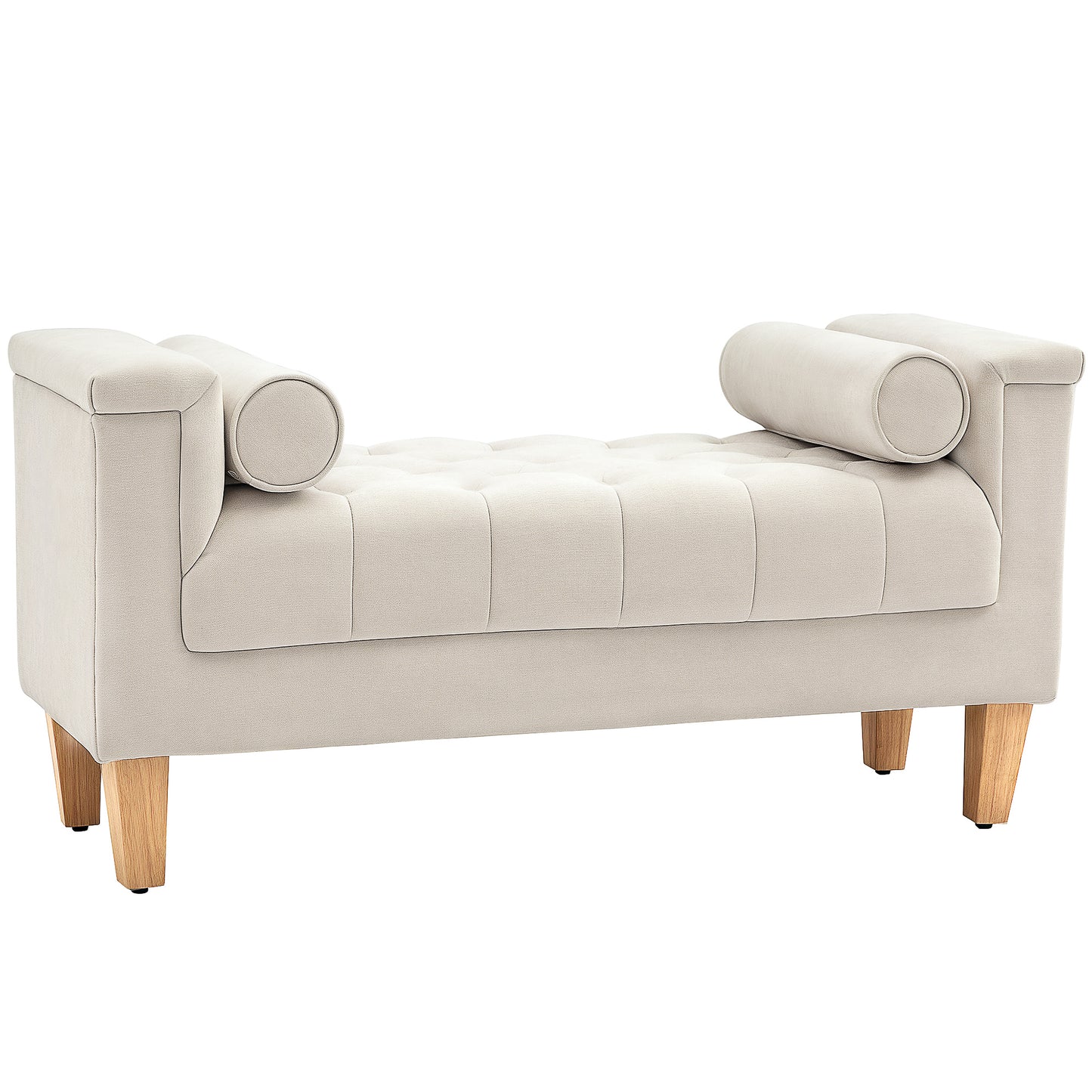 Schoenenbank – Opbergbank – Zitbank – Schoenenkast – Bankje – Gestoffeerd Chenille – Met Zitkussen en Bergruimte – 115x44x58 cm – Houten Frame – Beige