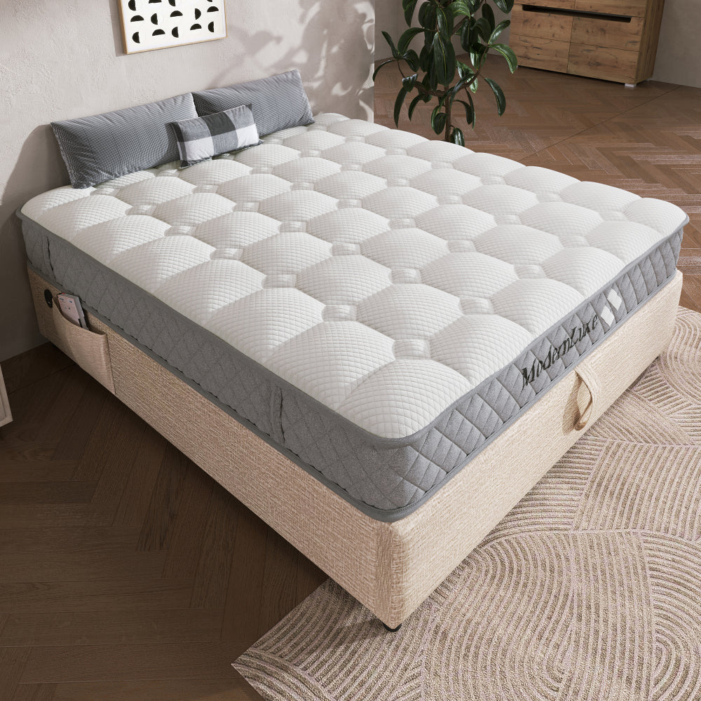 Matras – Koudschuimmatras – Pocketveringmatras – Orthopedisch Matras – Tweepersoonsmatras – 120x200 cm – 7-Zones Pocketvering – Medium Stevig H3 – 20 cm Hoog – 4 Handvatten – Vacuumverpakt