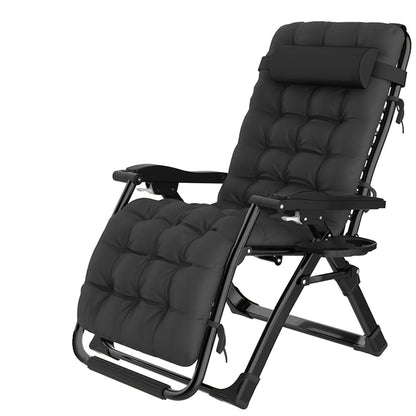 Inklapbare Relaxstoel – Tuinstoel – Ligstoel – Strandstoel – Balkonstoel – Verstelbare Rugleuning – Met Zacht Kussen – Met Metalen Frame Zwart