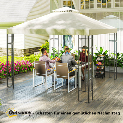 Tuinpaviljoen – Tuinoverkapping – Buitenverblijf – Terrasoverkapping – Crèmekleur – 3x3 Meter – UV30+ Bescherming – Duurzaam Metaalframe
