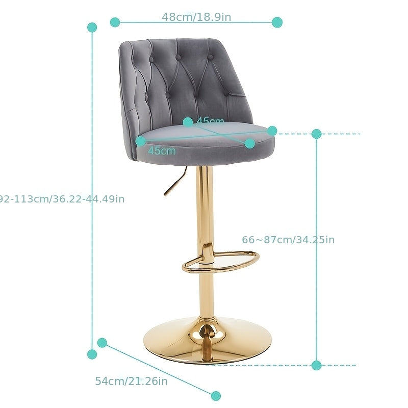 Barkrukken – Barstoelen – Keukenkrukken – Barkruk Set – Hoge Stoelen Beige – Verstelbare Zithoogte – Comfortabele Rugleuning en Voetensteun