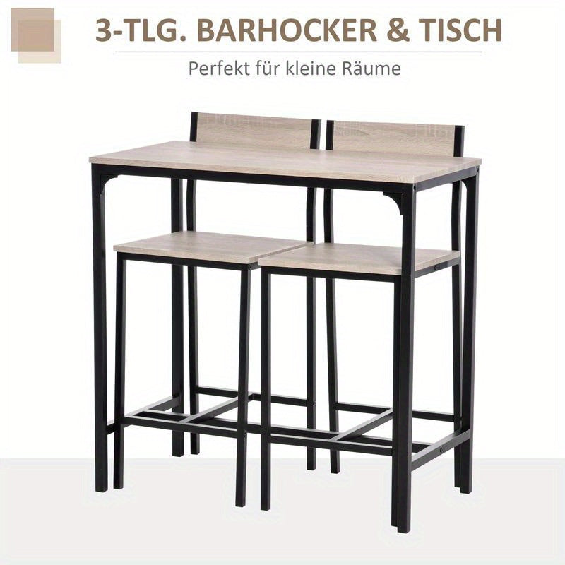 Barset – Bartafel En Krukken – Barmeubel – Bistroset – Pub Meubilair – Compact En Duurzaam – Hoogwaardige Hout-Metaal Mix