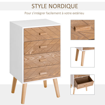 Scandinavisch Nachtkastje – Bedkastje – Ladeblok – Opbergkast – Dressoir – Compact Formaat 40x30x75 cm – Massief Hout & MDF