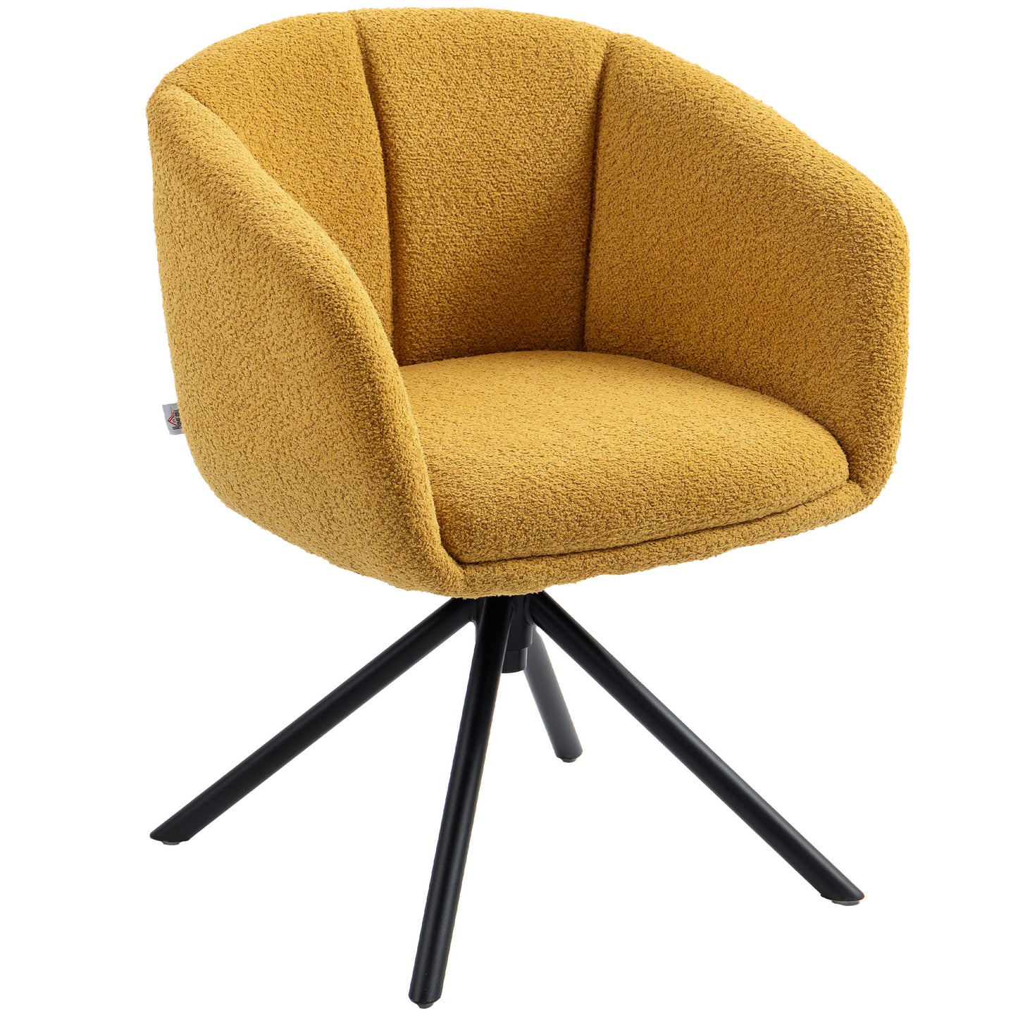 Draaifauteuil – Fauteuil – Lounge Stoel – Zithoekstoel – Kunstlederen Stoel – Gele Bekleding – Draaibaar 360 Graden – Ergonomische Zitschaal
