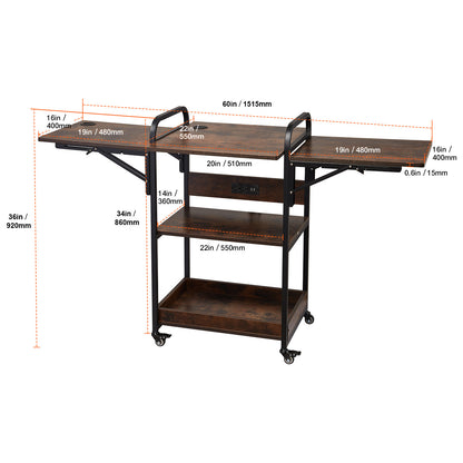 Heat Press Tafel – Werktafel – Werkbank – Opbergtafel – Mobiele Tafel – Inklapbare Zijpanelen – Geïntegreerd Oplaadstation