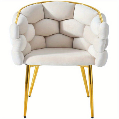 Accentstoelen – Eetkamerstoelen – Fauteuils – Woonkamerstoelen – Bureau Stoelen – Set Van 2 – Beige Bouclé Stof – Gouden Metalen Poten – Geen Montage Nodig – Gemakkelijk Schoon Te Maken