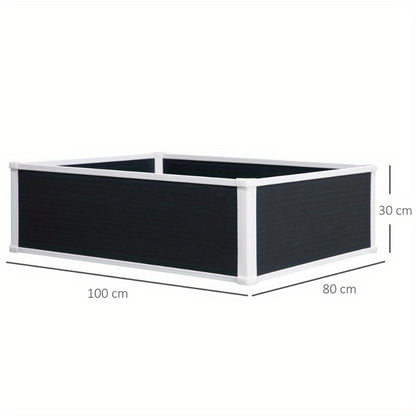 Verhoogde Plantenbak – Tuinbak – Balkonbak – Kweekbak – Plantenbak Grijs – Duurzaam Kunststof – Efficiënt Drainagesysteem – 100x80x30 cm – Weerbestendig Design