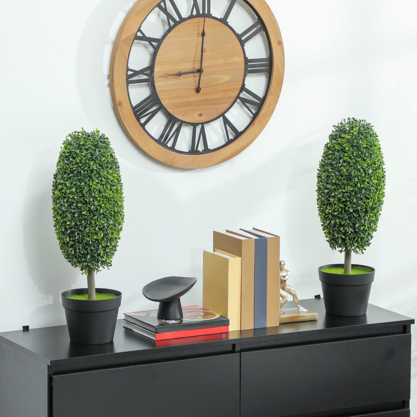 Kunstplanten – Nepsplanten – Kunstbomen – Decoratieplanten – Set van 2 – Onderhoudsvrij – UV-bestendig – 60 cm met Betonpot