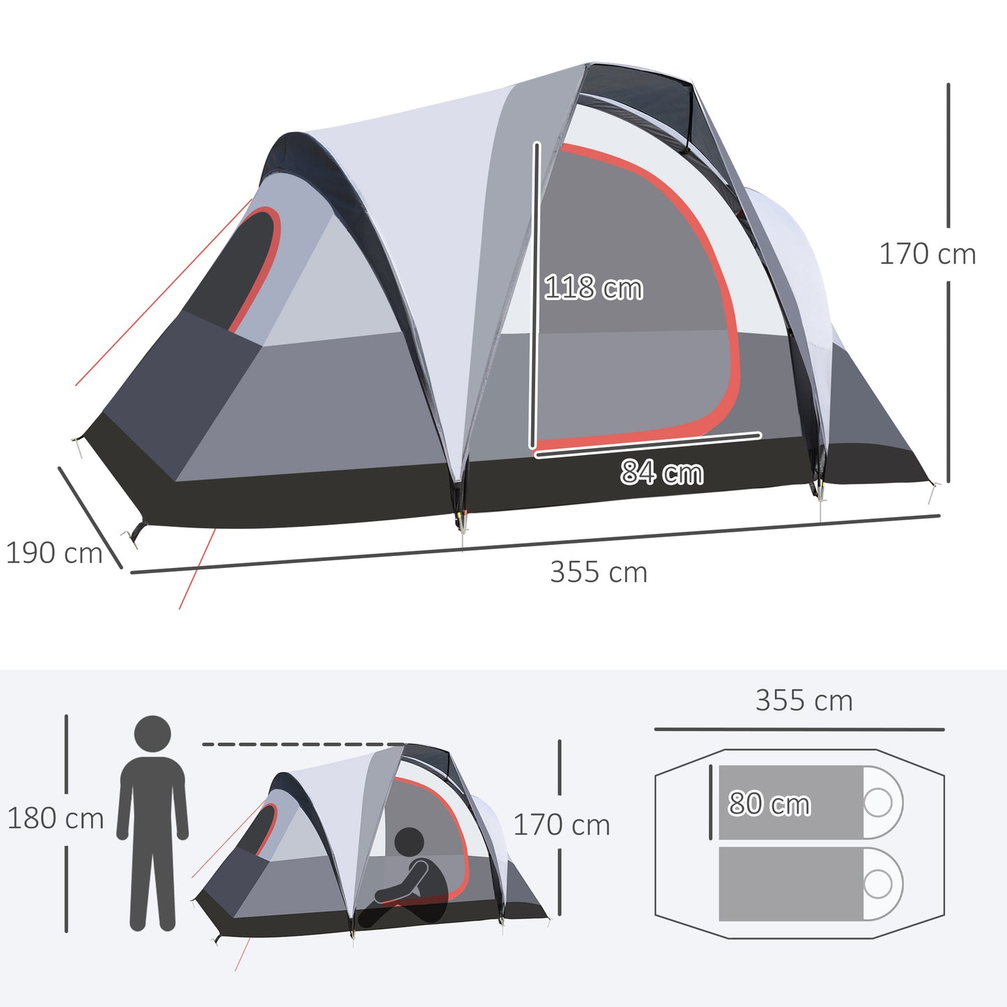 2-3 Persoons Tent – Kampeertent – Vouwtent – Outdoor Tent – Vissertent – Ruim & Lichtgewicht – Ventilerende Ramen – Grijs
