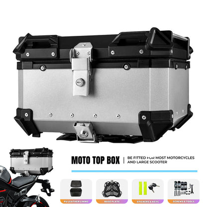 Motorkoffer – Topkoffer – Motorbagagekoffer – Helmkoffer – Scooterkoffer – 65 Liter Inhoud – Waterdicht Aluminium