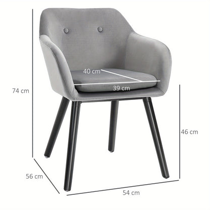 Eetkamerstoelen – Stoelen – Keukenstoelen – Gestoffeerde Stoelen – Zwarte Poten – Set Van 2 – Grijze Polyester Bekleding – Beukenhouten Poten