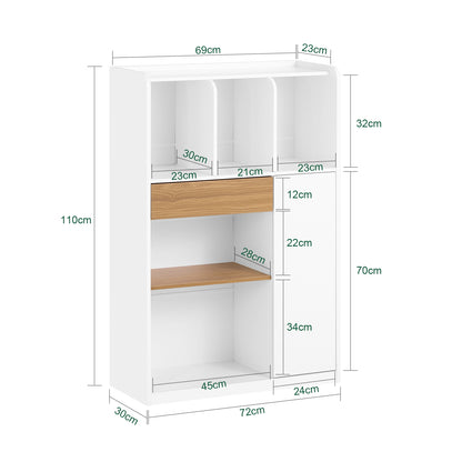 Boekenkast – Boekplank – Opbergkast – Vakkenkast – Ladenkast – Compact 72x110x30 cm – Laadvermogen tot 65 kg