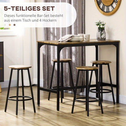 Bartafel – Barset – Statafel – Bistrotafel – Keukentafel – Industrieel Metaal – Ruimtebesparend Compact – Stevig Bruin