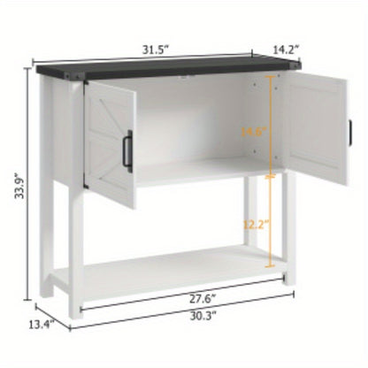 Kasttafel – Opbergkast – Sidetable – Bijzettafel – Dressoir – Wit – Dubbele Deuren – Duurzaam Hout – Compact Design