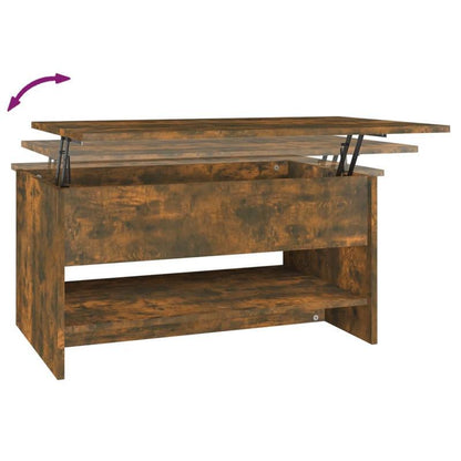 Modern Rectangular Solid Acacia Wood Coffee Table - 80x50x40cm, Smoked Oak Finish, Lightweight & Durable, Easy Assembly, No Power Needed, Perfect for Living Room or Outdoor Spaces, Indoor/Outdoor Use, Coffee Table for Living